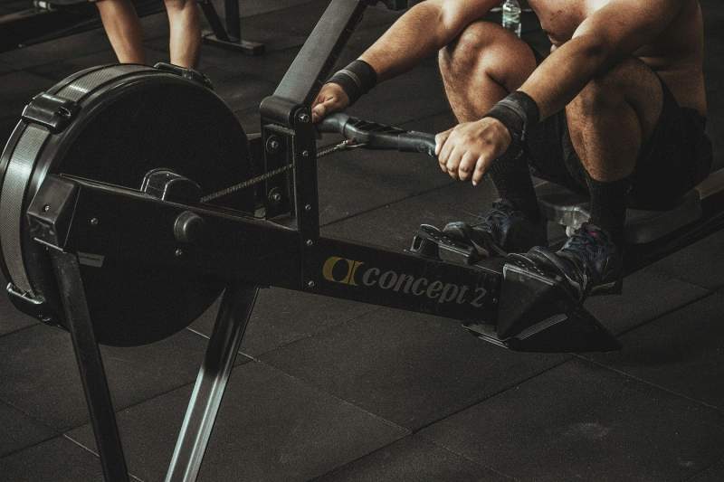 Man on a rowing machine