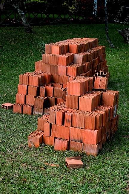 Stack of red bricks